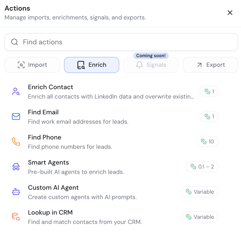Enrichment action options