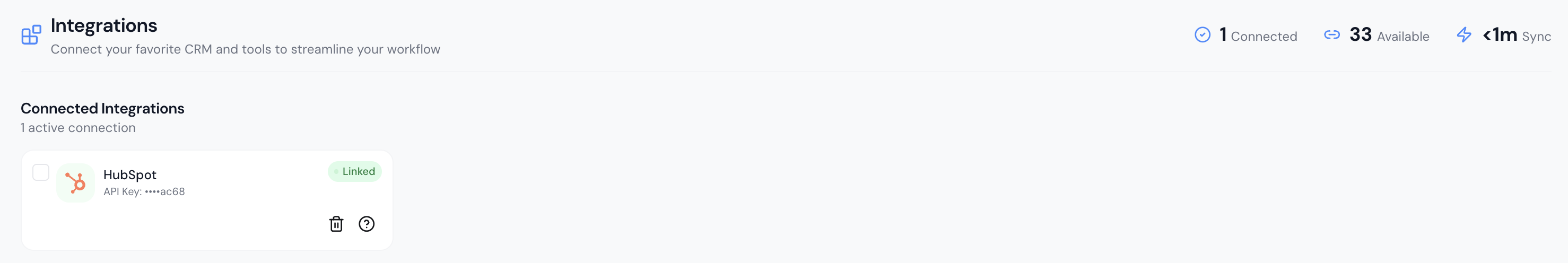 HubSpot integration connected