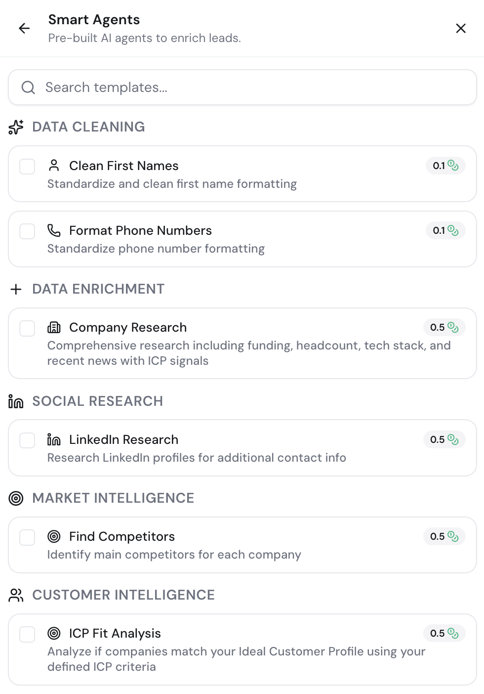 Smart Agents categories